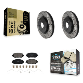 Front Drilled Slot Brake Rotor Ceramic Pad Kit For Toyota Camry RAV4 Lexus ES350
