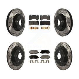 Front Rear Drill Slot Disc Brake Rotors Ceramic Pad Kit For 2015 Ford Mustang V6