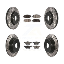 Charger l'image dans la galerie, Front Rear Coated Drilled Slot Disc Brake Rotor Ceramic Pad Kit For Honda Accord