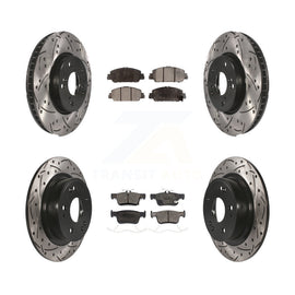 Front Rear Coated Drilled Slot Disc Brake Rotor Ceramic Pad Kit For Honda Accord