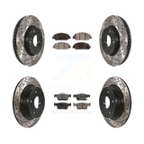 Front Rear Coated Drilled Slot Disc Brake Rotor Ceramic Pad Kit For Honda Accord