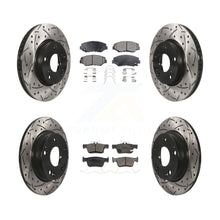 Charger l'image dans la galerie, Front Rear Coated Drilled Slot Disc Brake Rotors Ceramic Pad Kit For Honda Civic