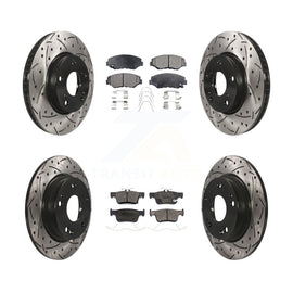 Front Rear Coated Drilled Slot Disc Brake Rotors Ceramic Pad Kit For Honda Civic