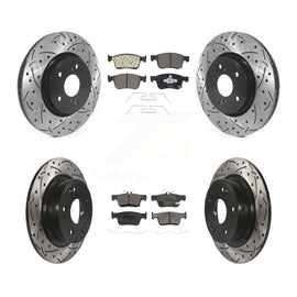 Front Rear Coated Drilled Slot Disc Brake Rotor Ceramic Pad Kit For Honda Accord