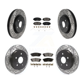 Front Rear Drilled Slot Brake Rotors Ceramic Pad Kit For Toyota Camry RAV4 Lexus