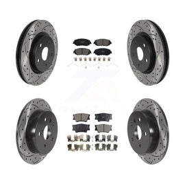 Front Rear Coated Drilled Slot Disc Brake Rotor Ceramic Pad Kit For Toyota Camry