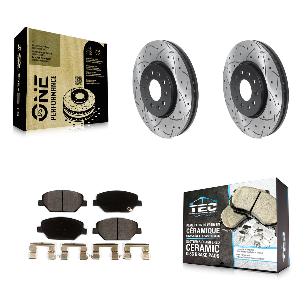 Front Drilled Slot Brake Rotor Ceramic Pad Kit For Chevrolet Equinox GMC Terrain