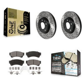 Front Drill Slot Brake Rotor Ceramic Pad Kit For Ford Fusion Mazda 6 Lincoln MKZ