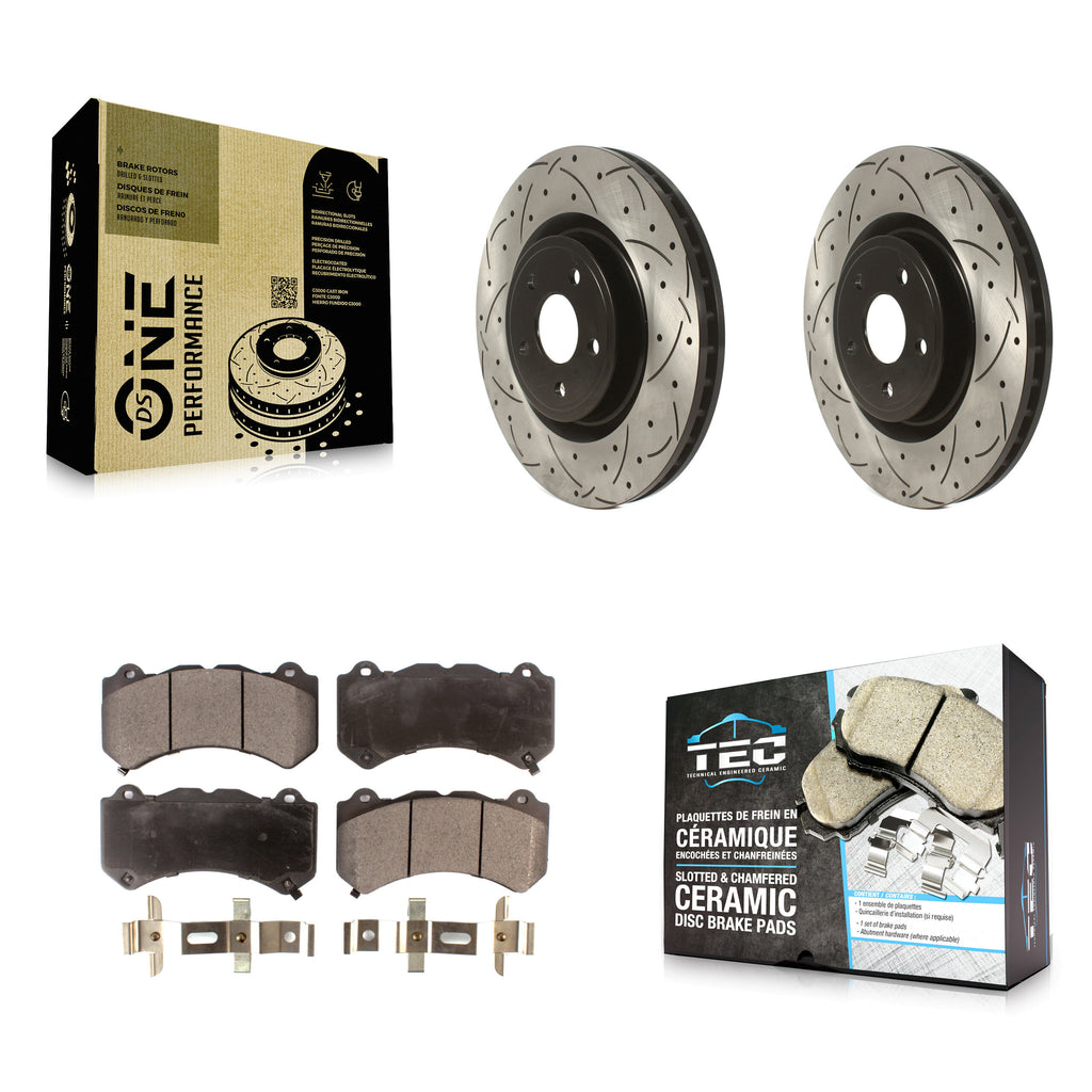 Front Drill Slot Disc Brake Rotors Ceramic Pad Kit For Jeep Grand Cherokee Dodge