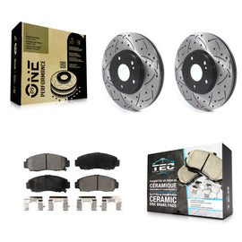Front Drilled Slot Brake Rotors Ceramic Pad Kit For Honda Accord Acura TL TSX CL