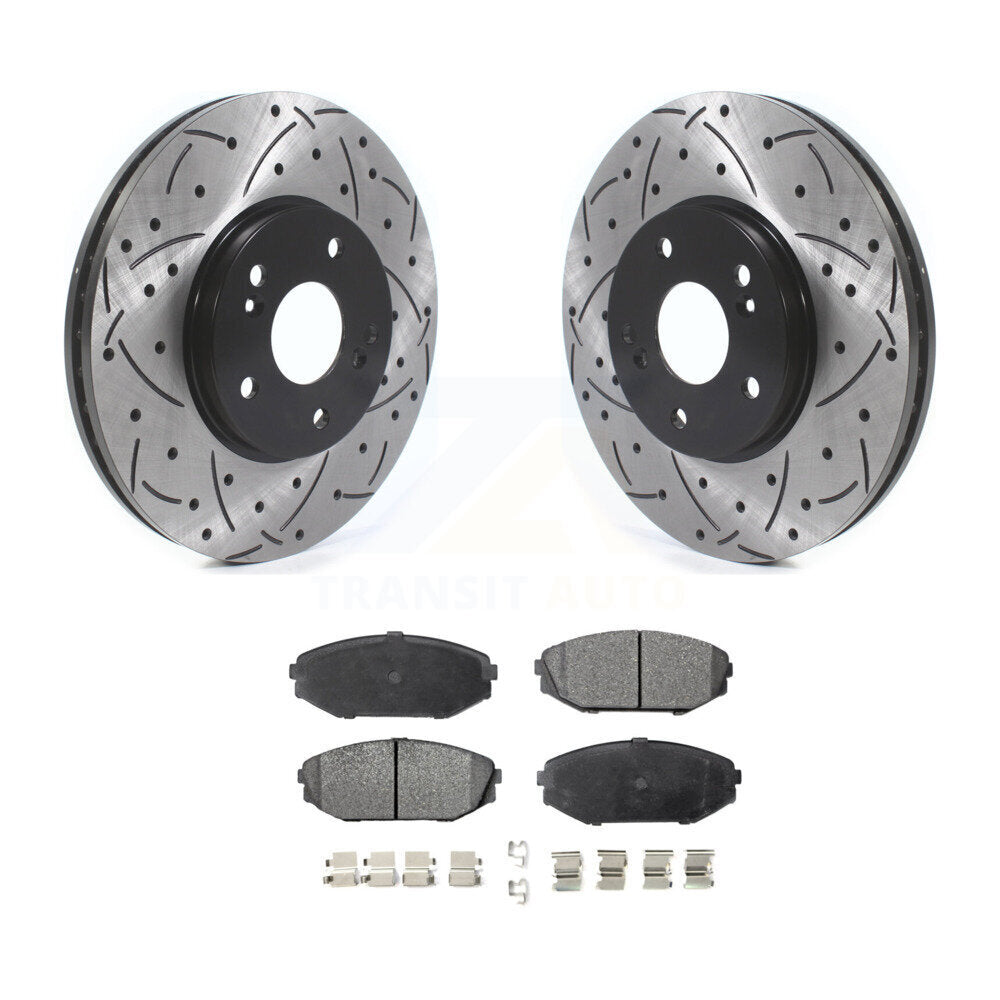 Front Drilled Slot Disc Brake Rotors Ceramic Pad Kit For Honda Odyssey Acura MDX