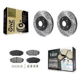 Front Drilled Slot Disc Brake Rotors Ceramic Pad Kit For Honda Odyssey Acura MDX