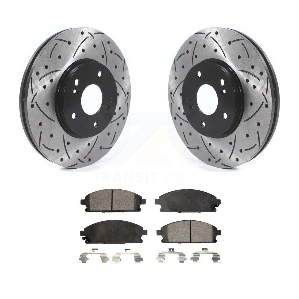 Front Coated Drill Slot Disc Brake Rotor Ceramic Pad Kit For 2003-2006 Acura MDX