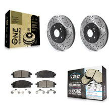 Charger l'image dans la galerie, [Front] 2003-2006 Acura MDX Performance Drilled &amp; Slotted Brake Rotor &amp; Ceramic Pads Kit For Max Braking