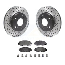 Load image into Gallery viewer, Front Coated Drilled Slotted Disc Brake Rotors &amp; Ceramic Pad Kit For Honda Civic