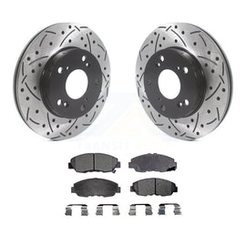Front Coated Drilled Slotted Disc Brake Rotors & Ceramic Pad Kit For Honda Civic