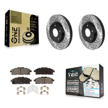 Charger l'image dans la galerie, [Front] 2011-2017 Nissan Quest Performance Drilled &amp; Slotted Brake Rotor &amp; Ceramic Pads Kit For Max Braking