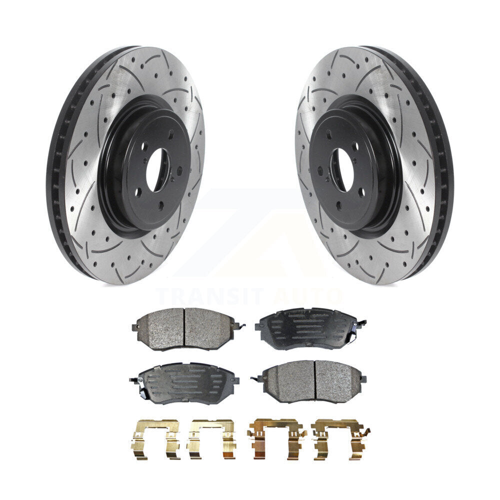 Front Drill Slot Brake Rotors Ceramic Pad Kit For Subaru Forester Outback Legacy