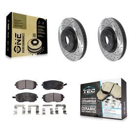 Front Coated Drilled Slotted Disc Brake Rotors Ceramic Pad Kit For Subaru Legacy