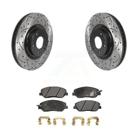 [Front] 2012 Hyundai Genesis 3.8L Performance Drilled & Slotted Brake Rotor & Ceramic Pads Kit For Max Braking