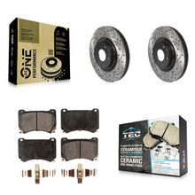Charger l'image dans la galerie, Front Coated Drilled Slot Disc Brake Rotor &amp; Ceramic Pad Kit For Hyundai Genesis