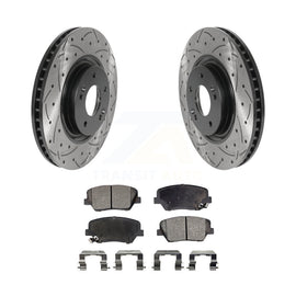 [Front] 2012-2017 Hyundai Azera Performance Drilled & Slotted Brake Rotor & Ceramic Pads Kit For Max Braking