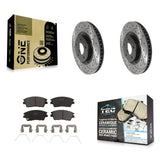 Front Drill Slot Brake Rotor Ceramic Pad Kit For 17-21 Kia Sportage Turbocharged