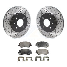 Load image into Gallery viewer, Front Drilled Slot Disc Brake Rotor &amp; Ceramic Pad Kit For Hyundai Accent Kia Rio