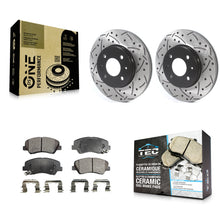 Load image into Gallery viewer, Front Drilled Slot Disc Brake Rotor &amp; Ceramic Pad Kit For Hyundai Accent Kia Rio