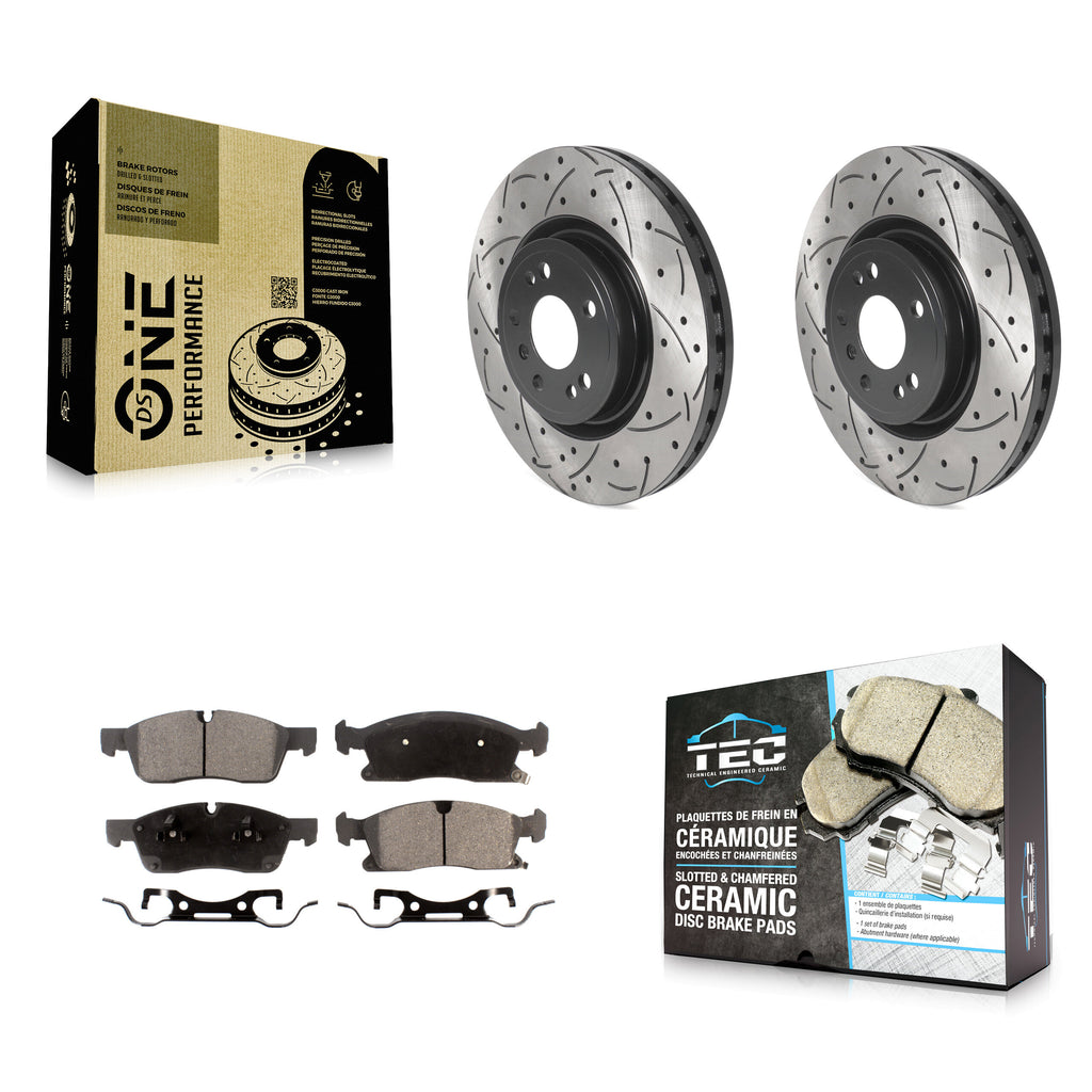 Front Drill Slot Disc Brake Rotor Ceramic Pad Kit For Mercedes-Benz ML350 GLE350