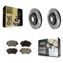 Charger l'image dans la galerie, Front Coated Drill Slot Disc Brake Rotor Ceramic Pad Kit For Mini Cooper Clubman