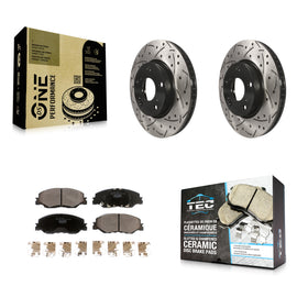 Front Coated Drill Slot Disc Brake Rotor Ceramic Pad Kit For Honda Insight Civic