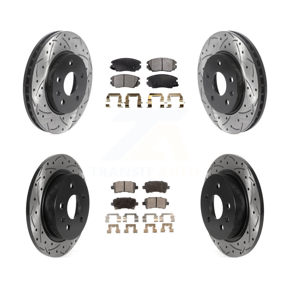 Front Rear Drilled Slot Brake Rotor Ceramic Pad Kit For Chevrolet Malibu Limited