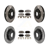 Front Rear Drilled Slot Brake Rotor Ceramic Pad Kit For Chevrolet Equinox Malibu