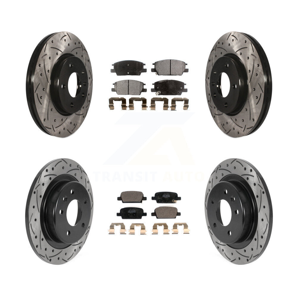 Front Rear Coat Drill Slot Disc Brake Rotor Ceramic Pad Kit For Chevrolet Malibu