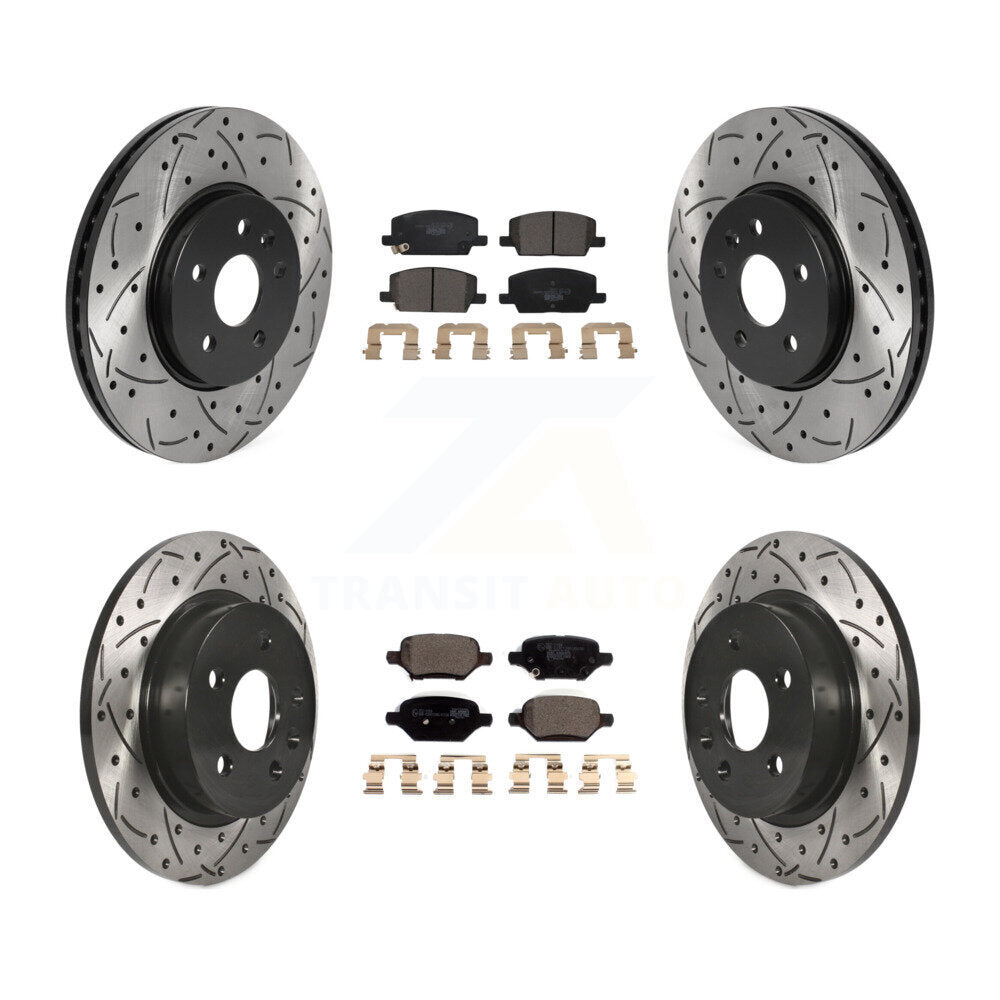 Front Rear Drill Slot Disc Brake Rotors Ceramic Pad Kit For Chevrolet Trax Buick