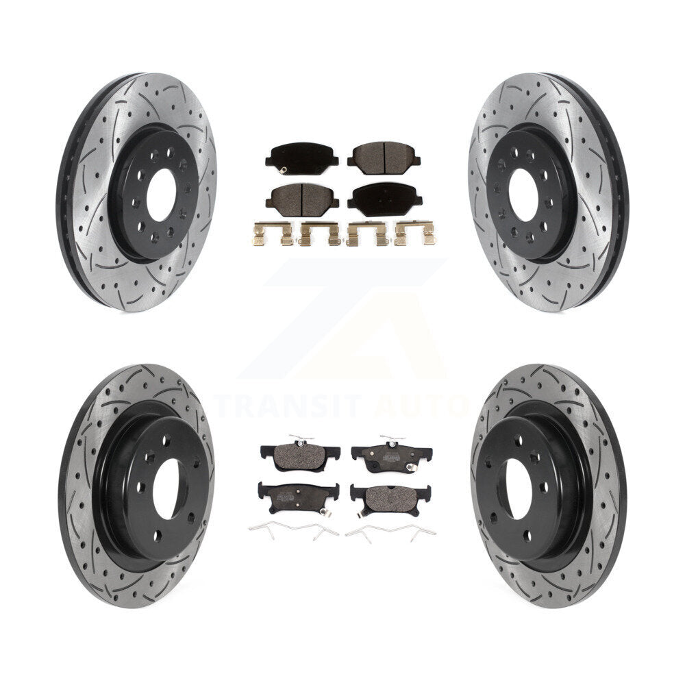 Front Rear Coated Drill Slot Disc Brake Rotor Ceramic Pad Kit For Buick Envision