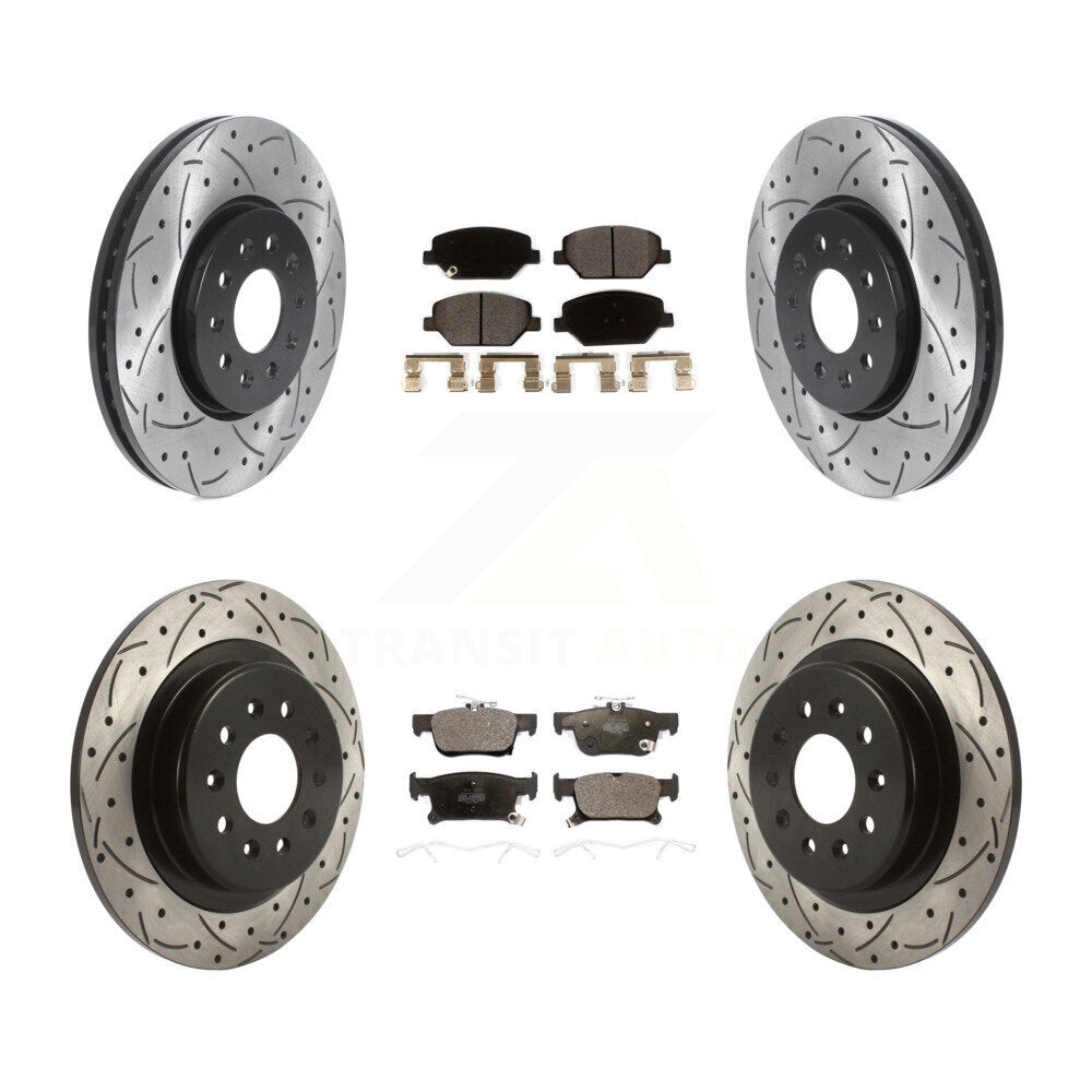 Front Rear Coated Drill Slot Disc Brake Rotor Ceramic Pad Kit For Buick Envision