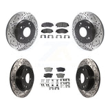 Front Rear Coated Drilled Slot Disc Brake Rotors Ceramic Pad Kit For Honda Civic