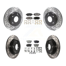 Charger l'image dans la galerie, Front Rear Coated Drilled Slot Disc Brake Rotors Ceramic Pad Kit For Honda Civic