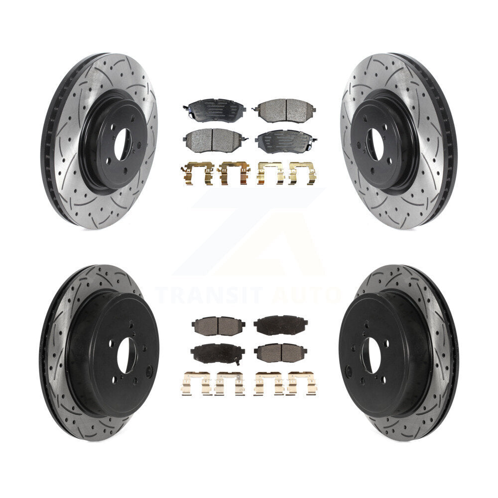 Front Rear Drill Slot Disc Brake Rotor Ceramic Pad Kit For Subaru Outback Legacy