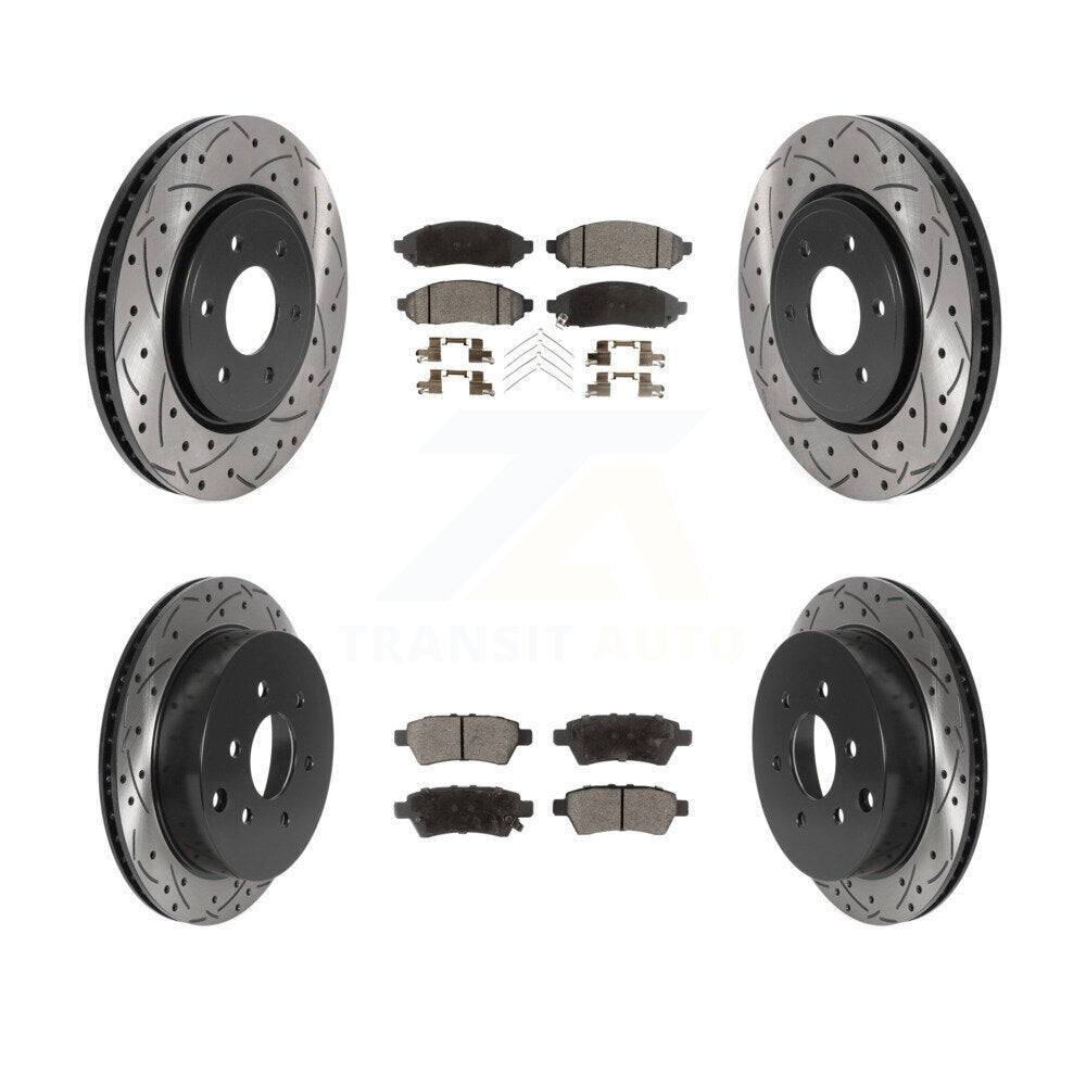 [Front+Rear] 2006-2007 Nissan Xterra Performance Drilled & Slotted Brake Rotor & Ceramic Pads Kit For Max Braking