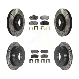 Front Rear Drilled Slot Disc Brake Rotors Ceramic Pad Kit For Hyundai Tucson Kia