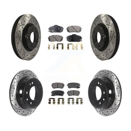 Front Rear Drill Slot Disc Brake Rotors Ceramic Pad Kit For Kia Sportage Hyundai