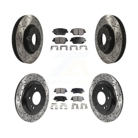 Front Rear Coated Drilled Slot Disc Brake Rotor & Ceramic Pad Kit For Kia Optima