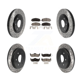 Front Rear Drilled Slot Brake Rotor Ceramic Pad Kit For Nissan Titan Armada QX56