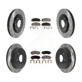 [Front+Rear] 2017-2023 Nissan TITAN Performance Drilled & Slotted Brake Rotor & Ceramic Pads Kit For Max Braking