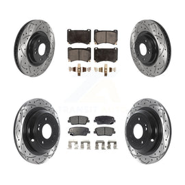 Front Rear Drill Slot Disc Brake Rotors Ceramic Pad Kit For Hyundai Genesis 4.6L