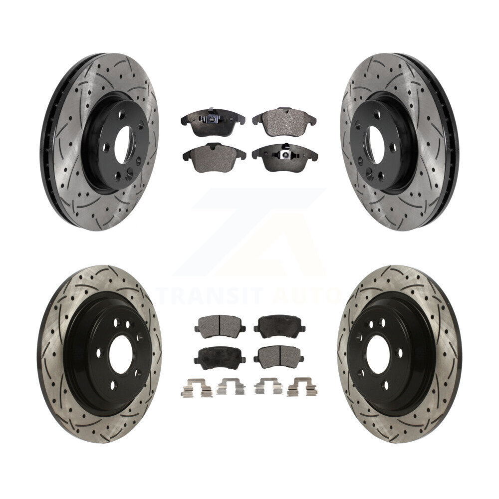 Front Rear Coated Drilled Slotted Disc Brake Rotor Ceramic Pad Kit For Volvo S60