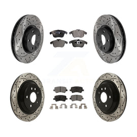 Front Rear Coated Drilled Slotted Disc Brake Rotor Ceramic Pad Kit For Volvo S60
